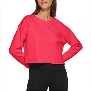 Dkny Sport Women's Metallic Logo Cropped Sweatshirt